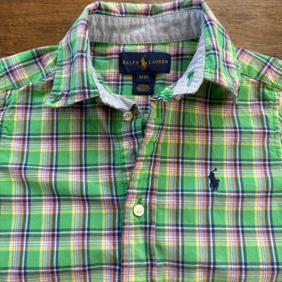 Ralph Lauren green plaid boys button shirt 3/3t - Picture 3 of 6